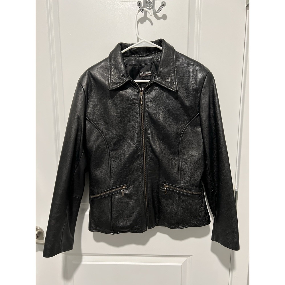 Vintage 1985 Wilsons Leather Motorcycle Biker Jacket Size Large Black‎